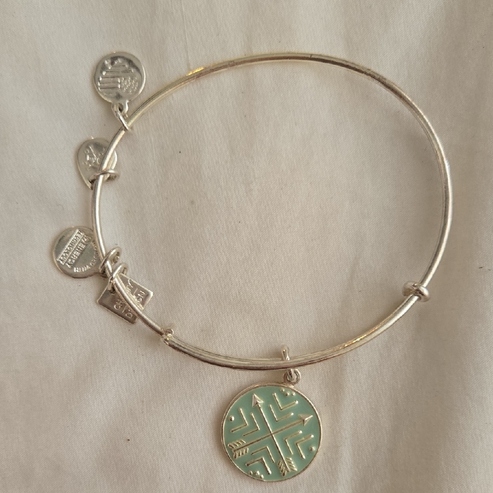 Alex And Ani Blue Charm Silver Bangle Bracelet